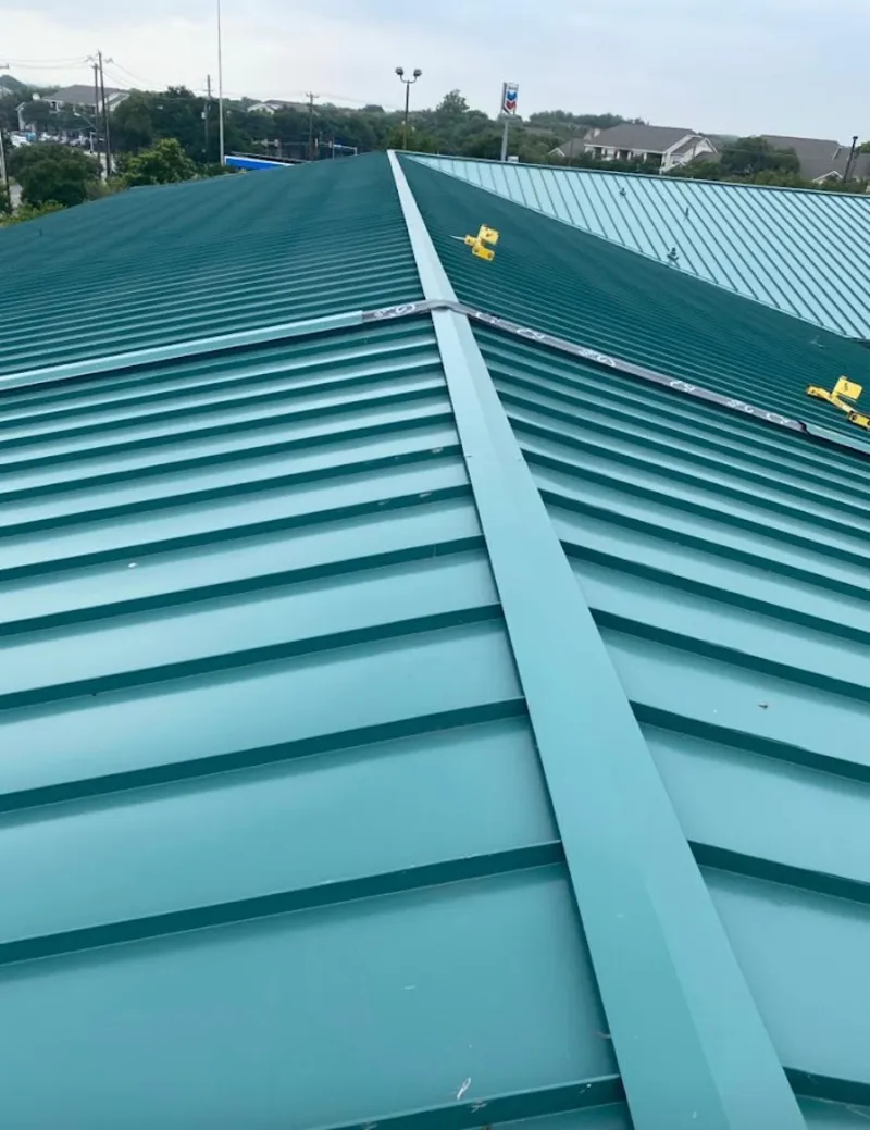 Green commercial metal roof ridge and valley for Metal Roof Repair in Waterford